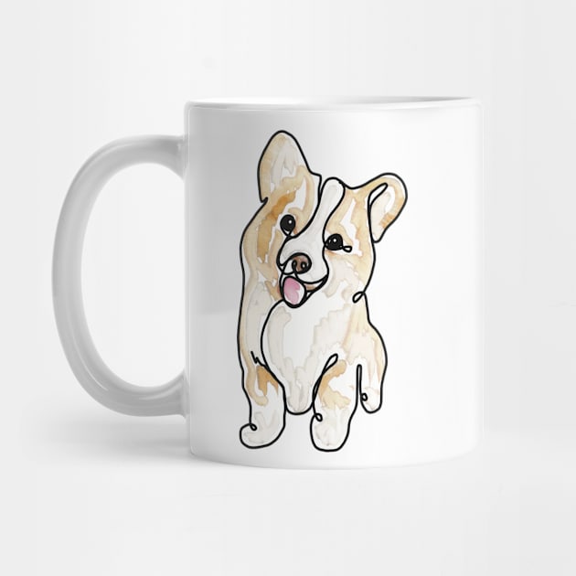 Happy Lil’ Wiggle - Cute Corgi in a Digital Watercolor Painting - Hand-drawn art perfect for stickers and mugs, legging, notebooks, t-shirts, greeting cards, socks, hoodies, pillows and more by cherdoodles